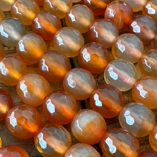 Faceted Orange Carnelian Bead Strand - 4mm - 6mm - 8mm