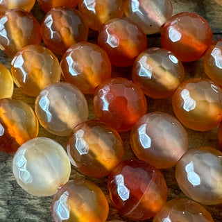 Faceted Orange Carnelian Bead Strand - 4mm - 6mm - 8mm