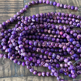 8mm Purple Imperial Jasper Bead Strand - Sea Sediment Jasper