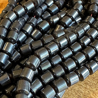 8mm Hematite Drum Bead Strand - Magnetic & Non-Magnetic