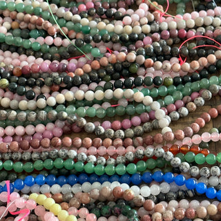 8mm 1lb Mystery Natural Gemstone Crystal Bead Strand Bundle - Jewelry Starter Kit