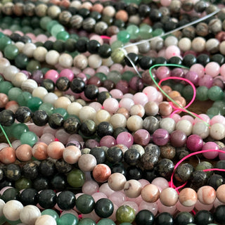 8mm 1lb Mystery Natural Gemstone Crystal Bead Strand Bundle - Jewelry Starter Kit