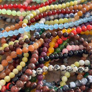 Mystery Bead Strand Bundle - Gemstone - Glass - Wood - Clay - 4mm - 6mm - 8mm - 10mm - 12mm