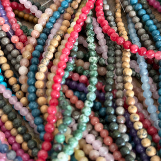 Mystery Bead Strand Bundle - Gemstone - Glass - Wood - Clay - 4mm - 6mm - 8mm - 10mm - 12mm