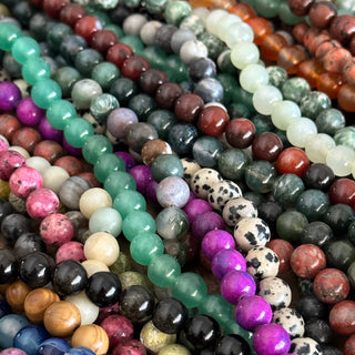 8mm 1lb Mystery Natural Gemstone Crystal Bead Strand Bundle - Jewelry Starter Kit