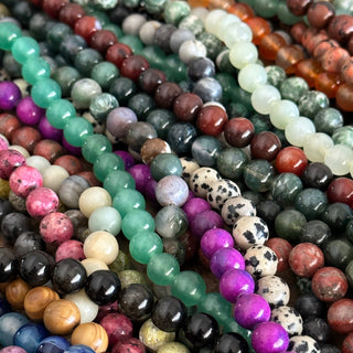 8mm 1lb Mystery Natural Gemstone Crystal Bead Strand Bundle - Jewelry Starter Kit