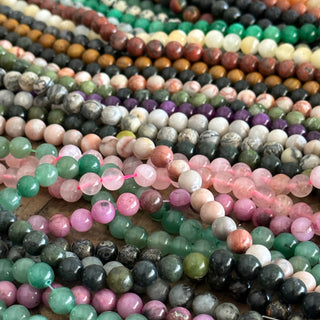 8mm 1lb Mystery Natural Gemstone Crystal Bead Strand Bundle - Jewelry Starter Kit