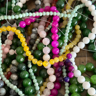 Mystery Bead Strand Bundle - Gemstone - Glass - Wood - Clay - 4mm - 6mm - 8mm - 10mm - 12mm