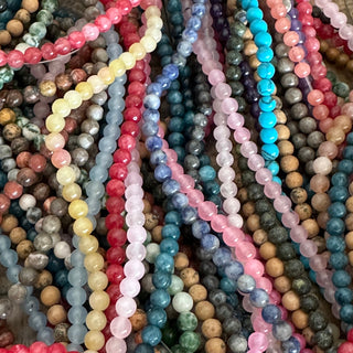 Mystery Bead Strand Bundle - Gemstone - Glass - Wood - Clay - 4mm - 6mm - 8mm - 10mm - 12mm