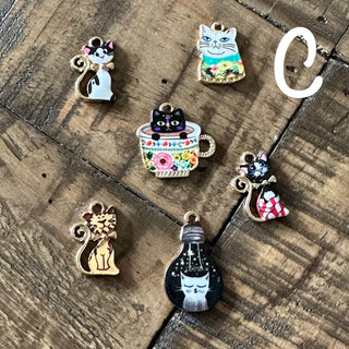 6pc Cat Charms - 3 Different Sets