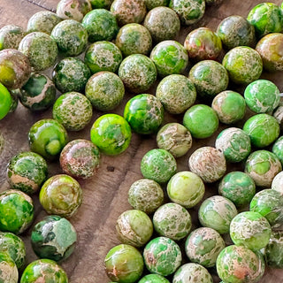 Lime Green Imperial Jasper Bead Strand - 8mm - 10mm
