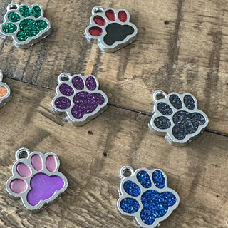 16mm Dog Paw Print Charms - Assorted Colors