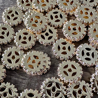 10pc 18k Gold Plated Brass Spacer Beads - Pave Clear Cubic Zirconia