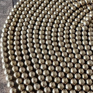Gold Plated Non-Magnetic Hematite Bead Strand - 4mm - 6mm - 8mm - 10mm