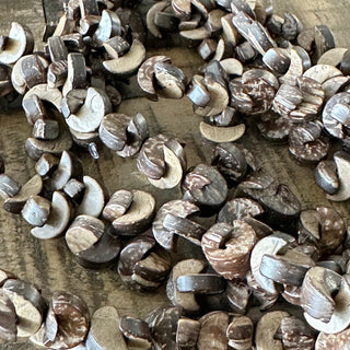 12mm Moon Shaped Wood Bead Strand - Coconut Wood