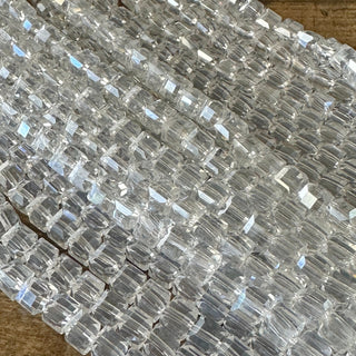AB Electroplated Faceted Cube Glass Bead Strand - 4mm - 6mm - 8mm