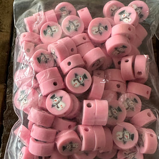 100pc 10mm Christmas Beads - Polymer Clay - Flat Round