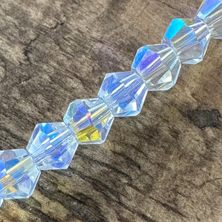 4mm Bicone Electroplated Glass Bead Strands - Faceted - Clear AB