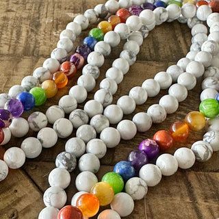 8mm Chakra Gemstone Bead Bundle Kit - Premium Stones - Lava Rock - Selenite - Opalite - Onyx - Howlite