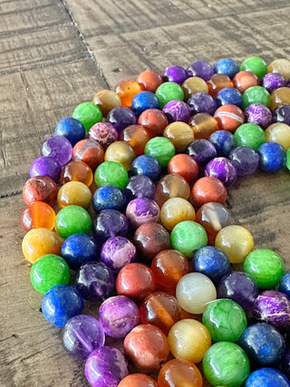 8mm Chakra Gemstone Bead Bundle Kit - Premium Stones - Lava Rock - Selenite - Opalite - Onyx - Howlite