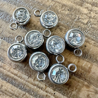 April Birthstone Rhinestone Charms - 201 Stainless Steel