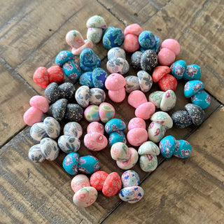 16mm Mushroom with Flower Polymer Clay Beads - Half Drilled - Mixed Color