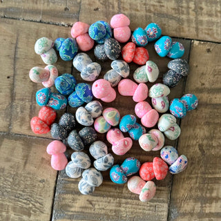 16mm Mushroom with Flower Polymer Clay Beads - Half Drilled - Mixed Color
