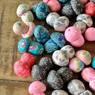 16mm Mushroom with Flower Polymer Clay Beads - Half Drilled - Mixed Color
