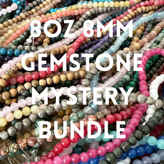 8mm 1lb Mystery Natural Gemstone Crystal Bead Strand Bundle - Jewelry Starter Kit