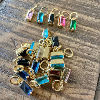 20pc 18k Gold Plated 10mm Brass Birthstone Charms